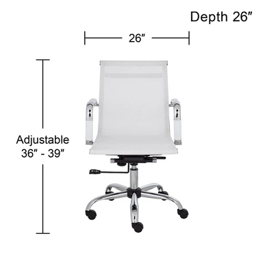 Studio 55D Lealand White And Chrome Low Back Desk Chair 8 Studio 55D Lealand White And Chrome Low Back Desk Chair - Image 6