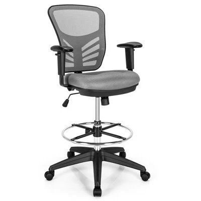 Costway Mesh Drafting Chair Office Chair W/Adjustable Armrests & Foot-Ring 13 Costway Mesh Drafting Chair Office Chair W/Adjustable Armrests & Foot-Ring - Image 11
