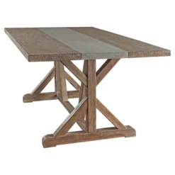 Camilla Farmhouse Concrete Inlaid Trestle Dining Table Vintage Pine - Inspire Q -HOMCOM Sales Store GUEST ff8fc831 24c2 4afa b7fe d1cdcc1989a9