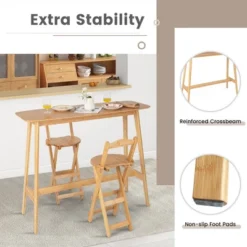 Costway Bamboo Bar Table 48'' High Top Console Dining Pub Table For Narrow Space Natural -HOMCOM Sales Store GUEST ffbace25 e298 4ee2 ac38 3222e055efa4