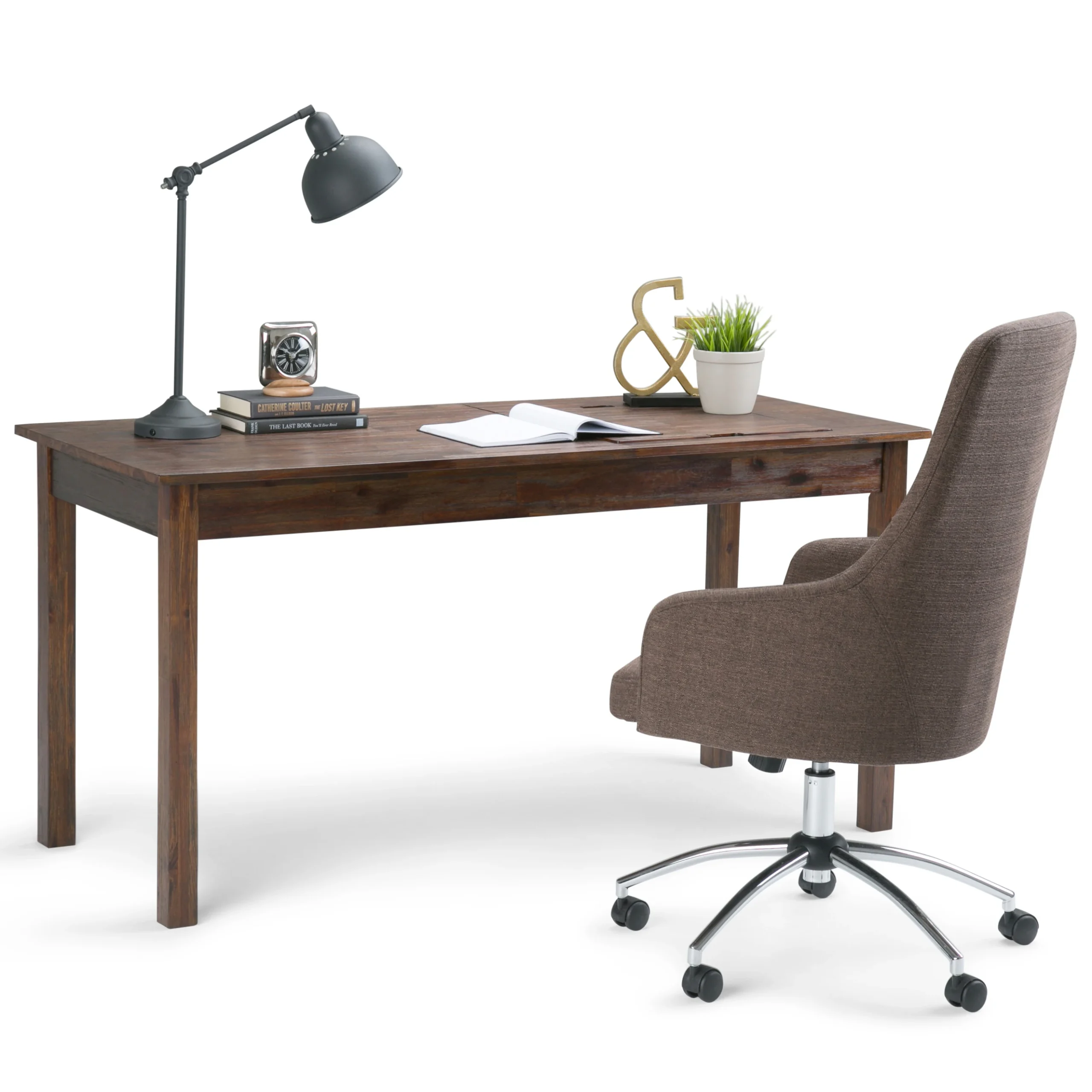 Front Page -HOMCOM Sales Store Garret Solid Acacia Wood Desk in Distressed Charcoal Brown scaled